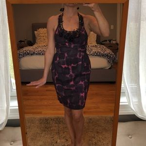 J Crew purple linen and cotton halter dress